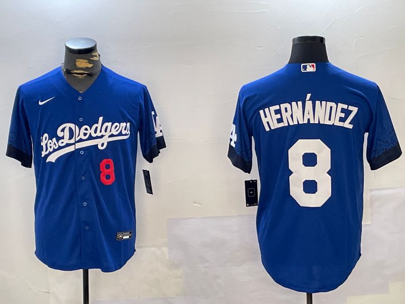 Men Los Angeles Dodgers #8 Hernandez Blue Game 2024 Nike MLB Jersey style 11214